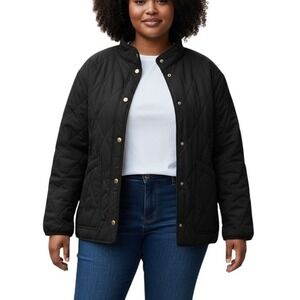 Sanctuary Social‎ Standard Quilted Snap Front Jacket Black Women's XXL